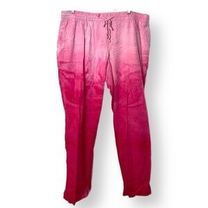 Hand crafted tie dye linen pants ombre Barbie pink size L/XL